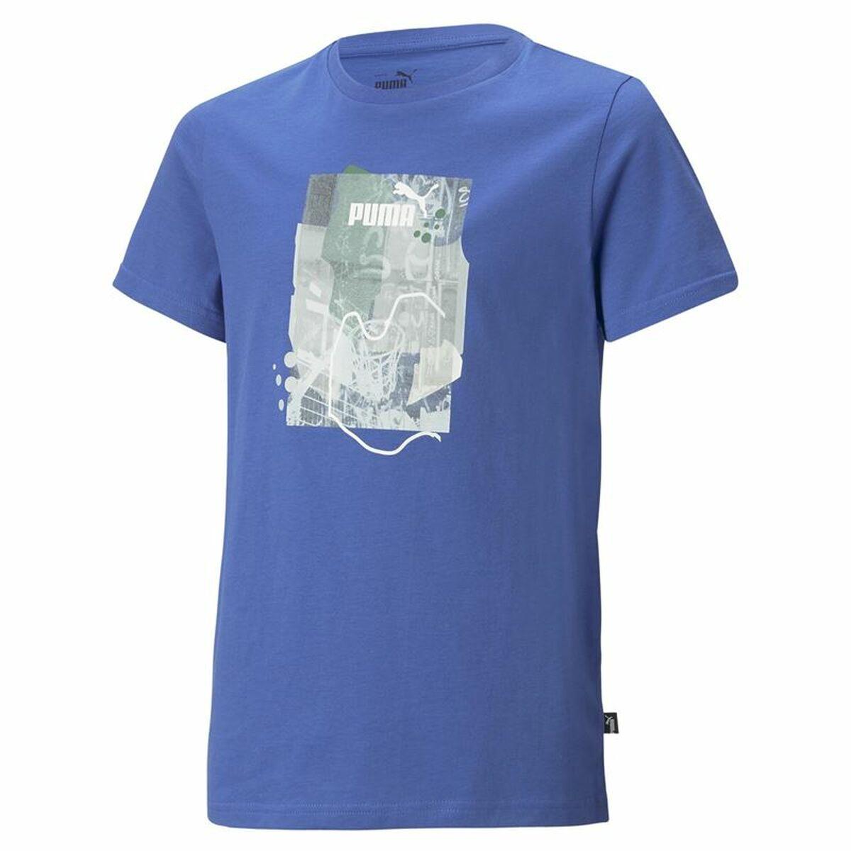 Kortærmet T-shirt til Børn Puma Essentials+ Street Art Grap Blå 15-16 år