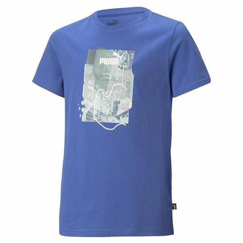 Kortærmet T-shirt til Børn Puma Essentials+ Street Art Grap Blå 4-5 år
