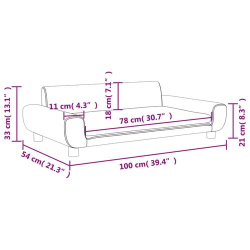 Sofa til børn 100x54x33 cm velour lyserød