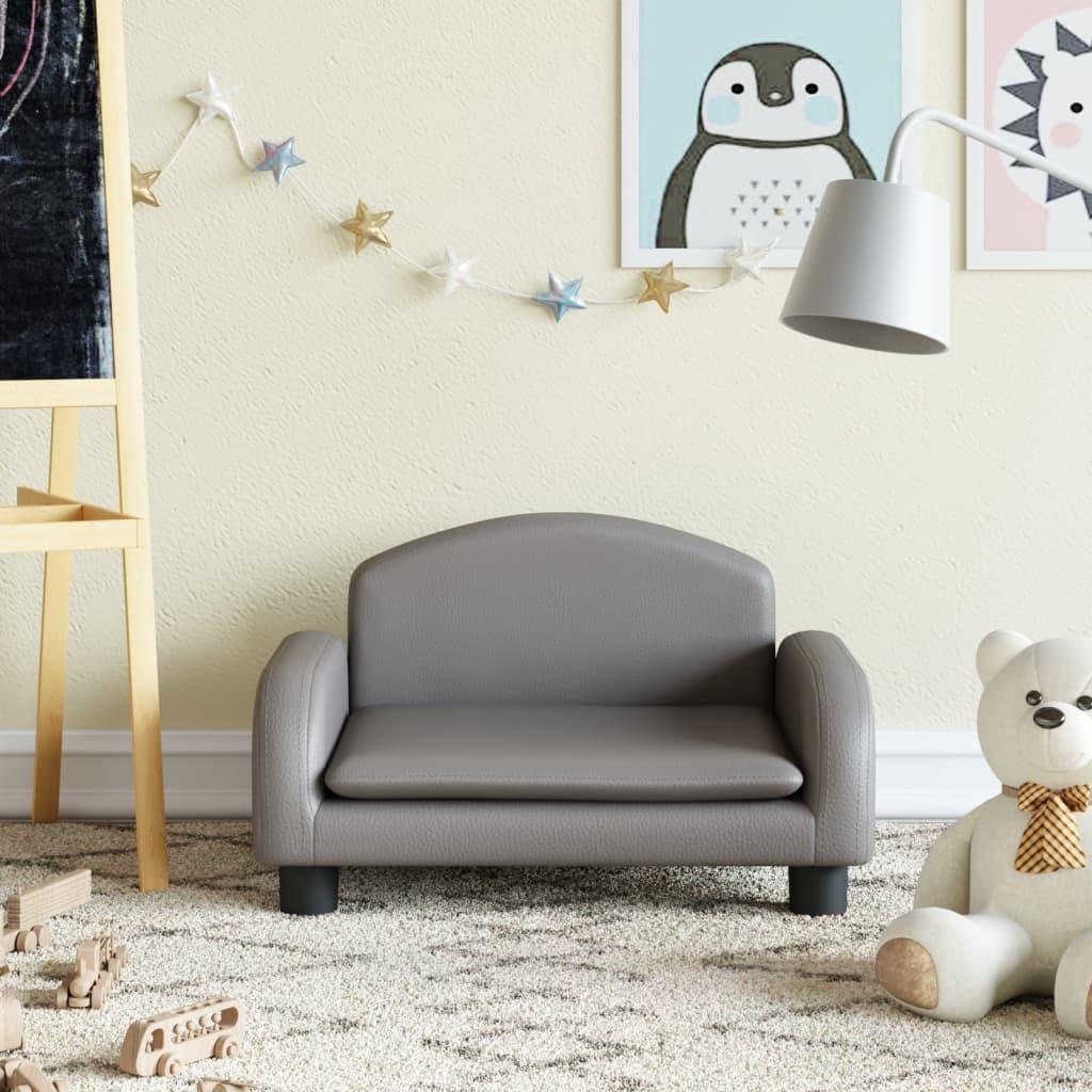 Sofa til børn 50x40x30 cm kunstlæder grå