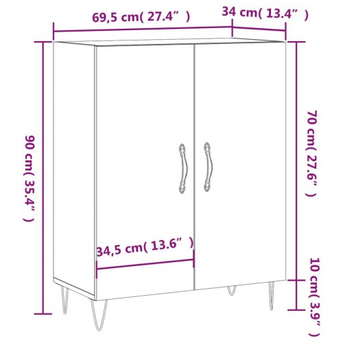 Skænk 69,5x34x90 cm konstrueret træ grå sonoma-eg