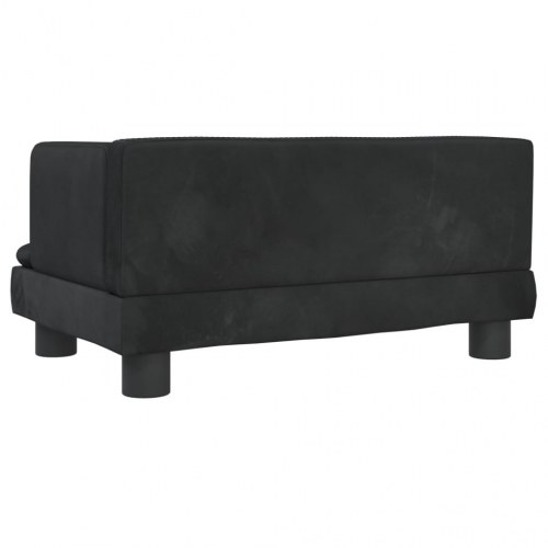 Hundeseng i velour - 60 × 40 × 30 cm, sort