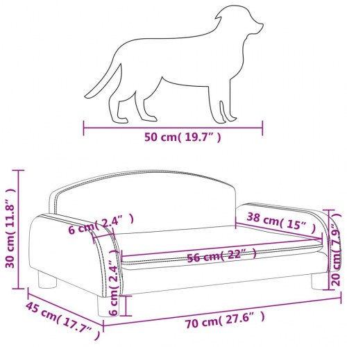 Hundeseng i stof - 70 × 45 × 30 cm, cremefarvet