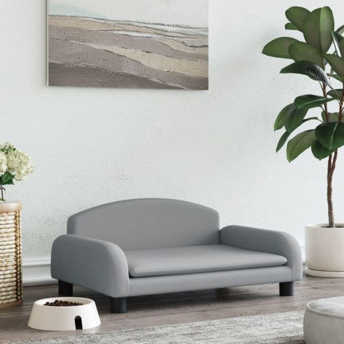 Hundeseng i stof - lysegrå 70 × 45 × 30 cm