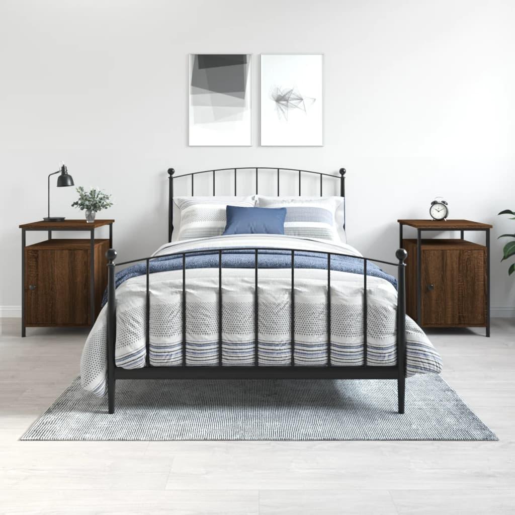 Sengeborde 2 stk. 40x42x60 cm konstrueret træ brunt egetræ billede