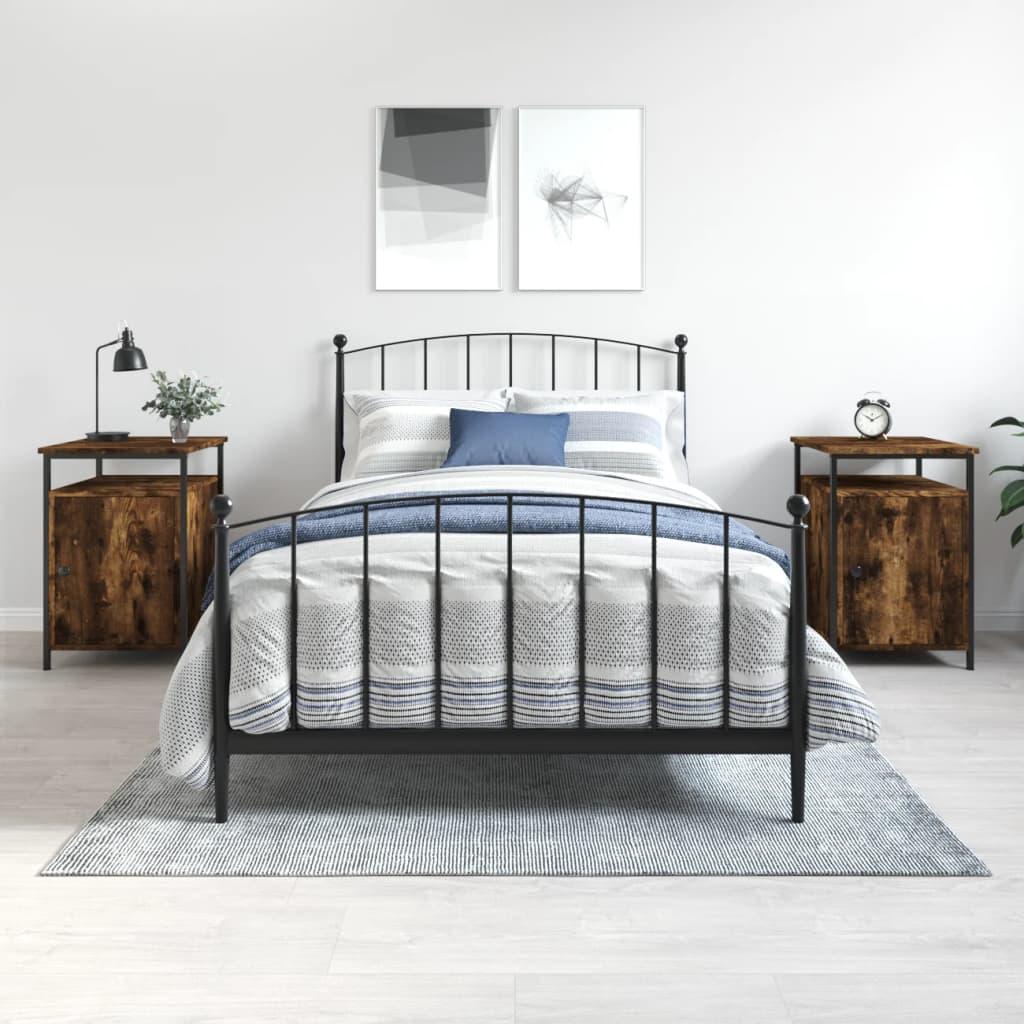 Sengeborde 2 stk. 40x42x60 cm konstrueret træ røget egetræ billede