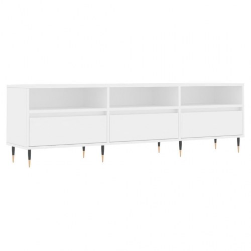 Tv-bord med opbevaring - 150 × 30 × 44,5 cm, hvid konstrueret træ