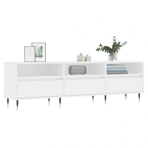 Tv-bord med opbevaring - 150 × 30 × 44,5 cm, hvid konstrueret træ