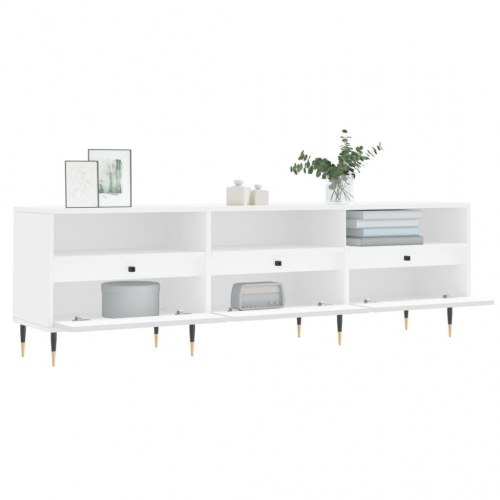 Tv-bord med opbevaring - 150 × 30 × 44,5 cm, hvid konstrueret træ
