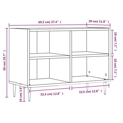 Tv-bord 69,5x30x50 cm konstrueret træ røget egetræsfarve