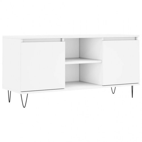 Tv-bord med opbevaring 104×35×50 cm - hvidt konstrueret træ