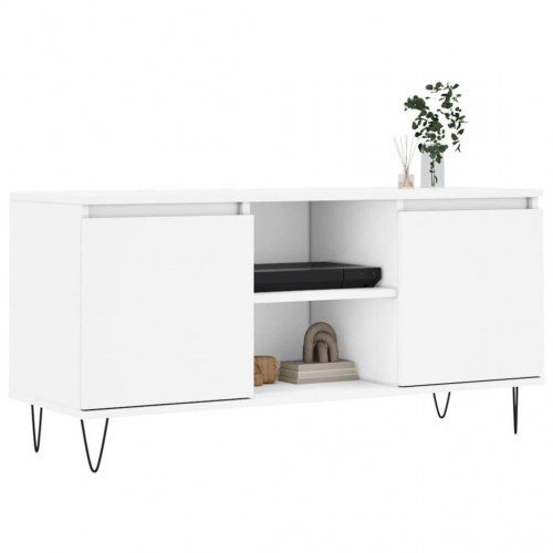 Tv-bord med opbevaring 104×35×50 cm - hvidt konstrueret træ