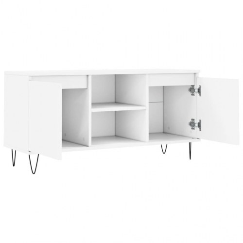 Tv-bord med opbevaring 104×35×50 cm - hvidt konstrueret træ