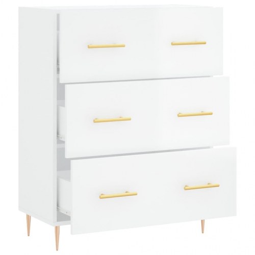 Skænk 69,5x34x90 cm konstrueret træ hvid højglans