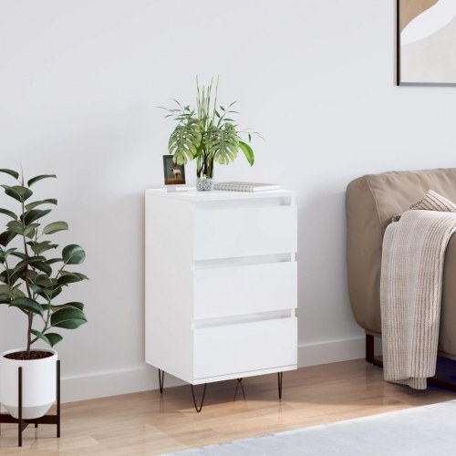 Skænk 40x35x70 cm konstrueret træ hvid højglans