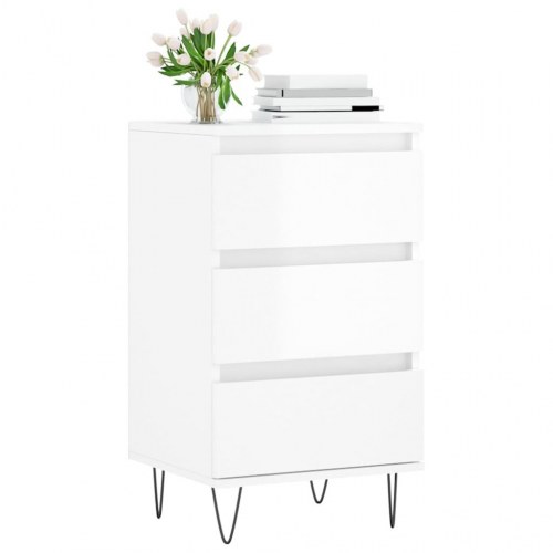 Skænk 40x35x70 cm konstrueret træ hvid højglans