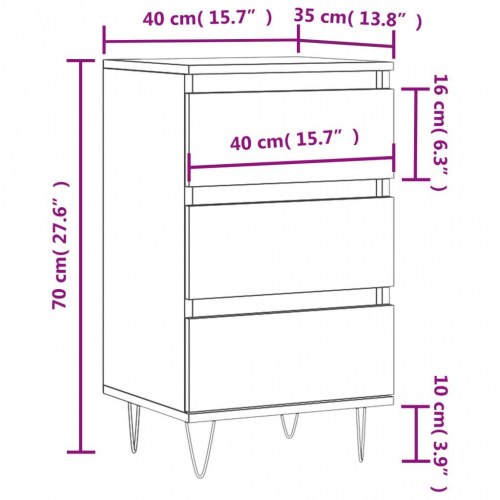 Skænk 40x35x70 cm konstrueret træ hvid højglans