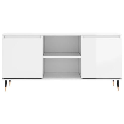 Tv-bord 104x35x50 cm konstrueret træ hvid højglans