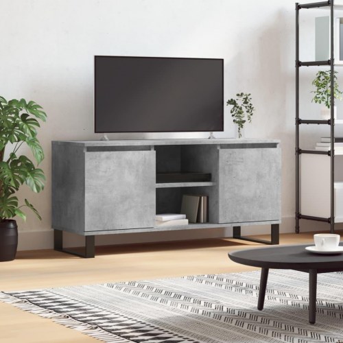 TV-bord i konstrueret træ 104 x 35 x 50 cm - betongrå