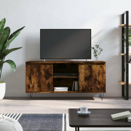 Tv-bord i konstrueret træ - 104×35×50 cm, røget egetræsfarve
