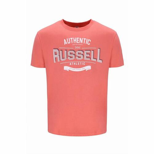 Kortærmet T-shirt til Mænd Russell Athletic Amt A30081 Orange Koral L