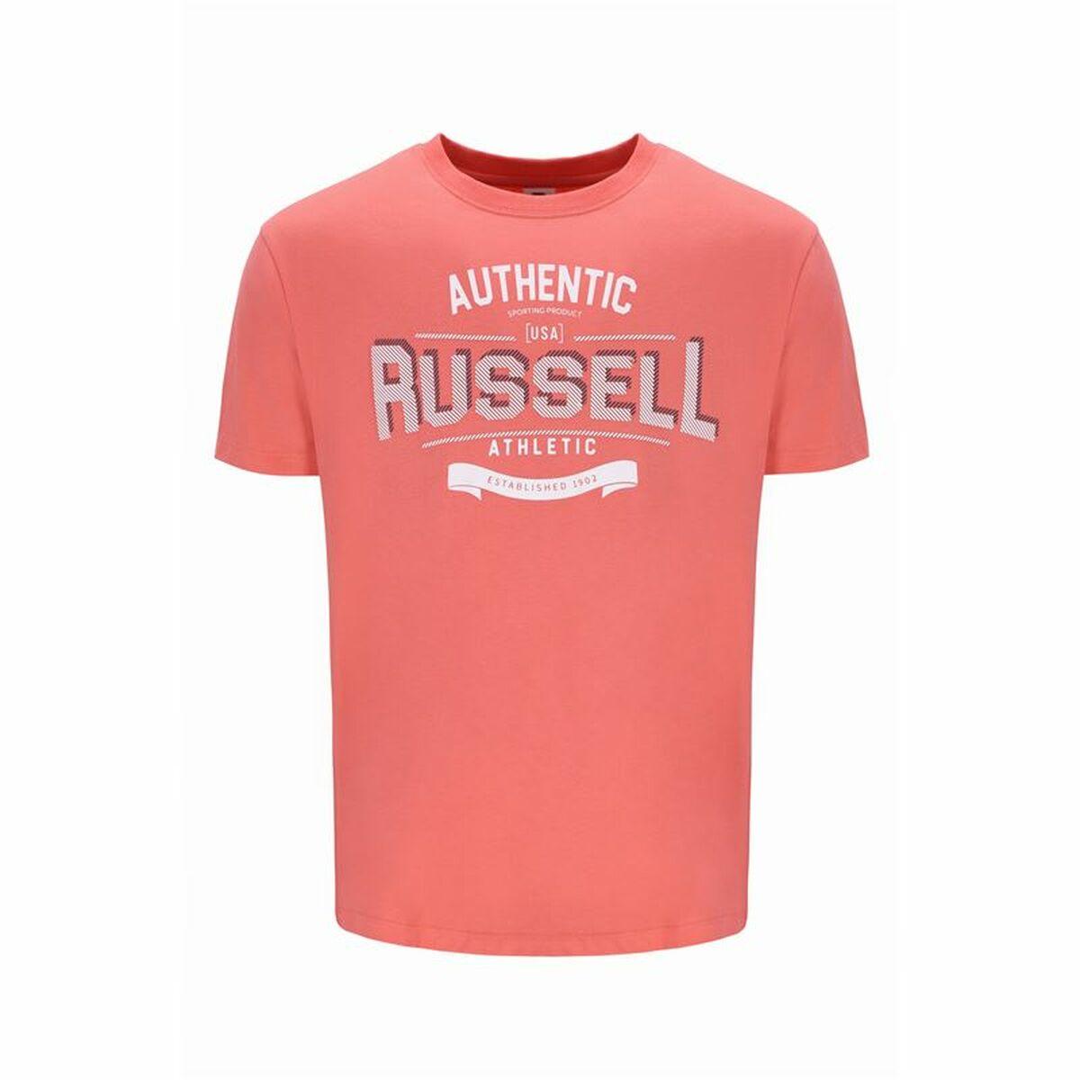 Kortærmet T-shirt til Mænd Russell Athletic Amt A30081 Orange Koral S