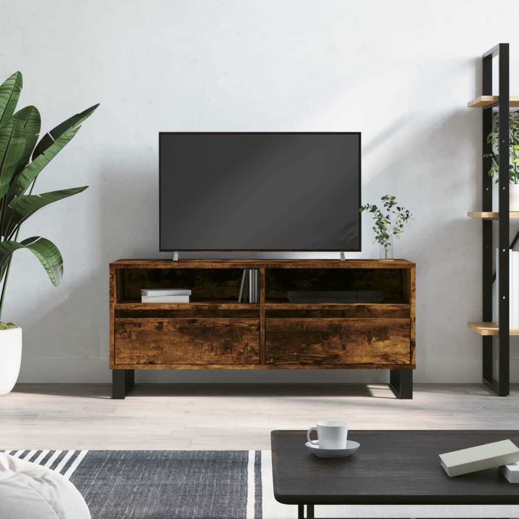 Tv-Bord 100X34,5X44,5 Cm Konstrueret Træ Etræsfarve - Røget eg