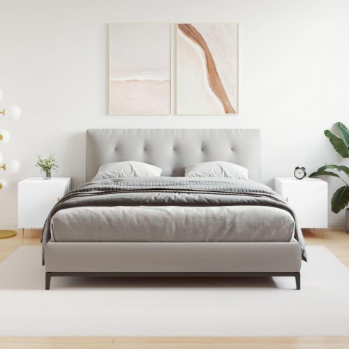 Sengeborde 2 stk. - 40×40×50 cm i hvidt konstrueret træ med skuffe og låge
