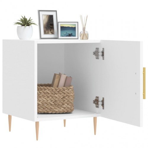 Sengeborde 2 stk. - 40×40×50 cm i hvidt konstrueret træ med skuffe og låge