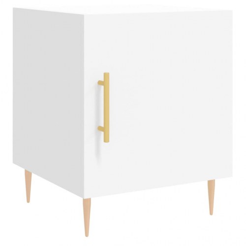 Sengeborde 2 stk. - 40×40×50 cm i hvidt konstrueret træ med skuffe og låge