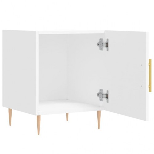 Sengeborde 2 stk. - 40×40×50 cm i hvidt konstrueret træ med skuffe og låge
