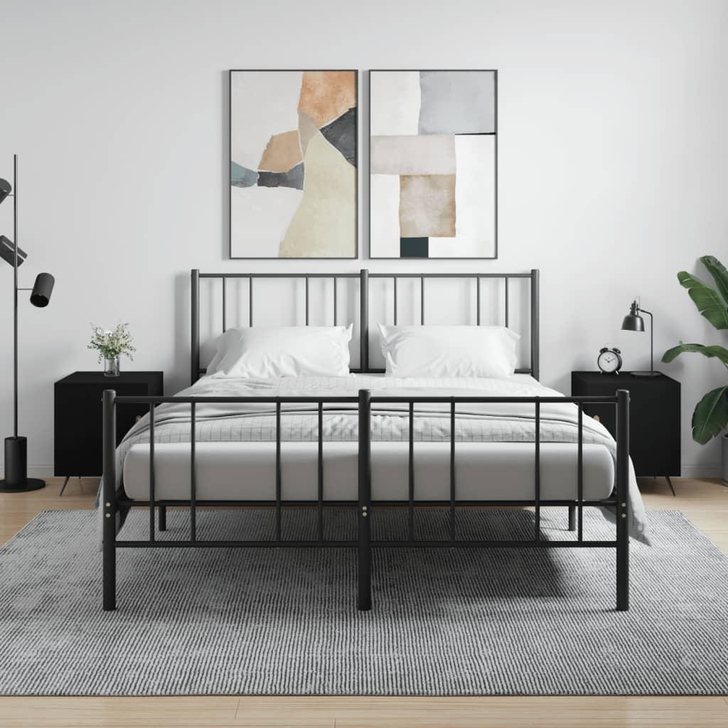 Sengeborde 2 stk. 40x40x50 cm konstrueret træ sort