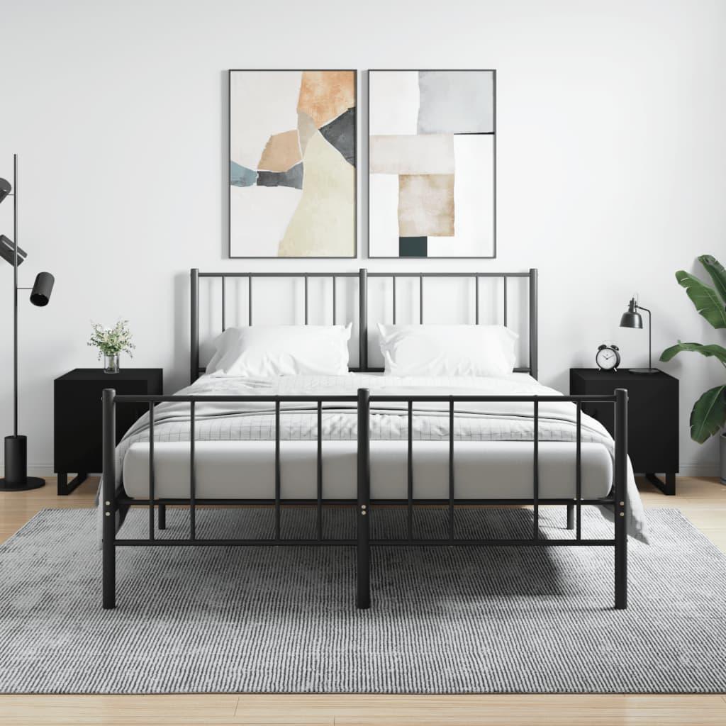 Sengeborde 2 stk. 40x40x50 cm konstrueret træ sort billede