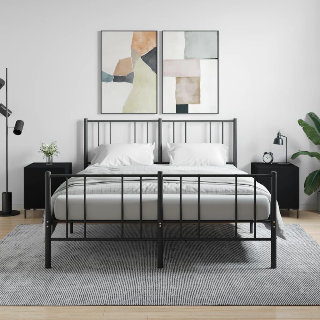 Sengeborde 2 stk. 40x40x50 cm konstrueret træ sort billede