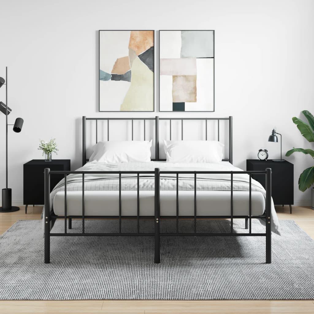 Sengeborde 2 stk. 40x40x50 cm konstrueret træ sort