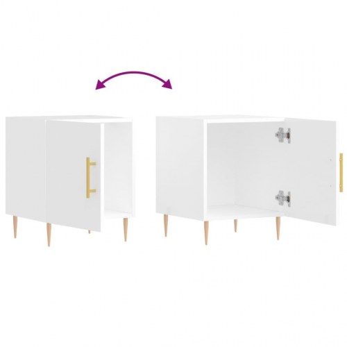 Sengeborde 2 stk. 40x40x50 cm konstrueret træ hvid højglans