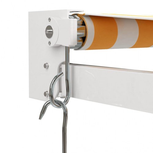 Foldemarkise med manuel betjening 4 × 3 m - gul/hvid stribet