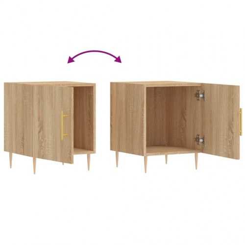 Sengeborde 2 stk. 40×40×50 cm i konstrueret træ - sonoma-eg