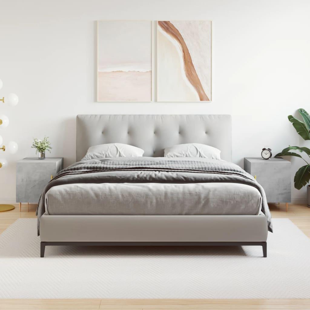 Sengeborde 2 stk. 40x40x50 cm konstrueret træ betongrå