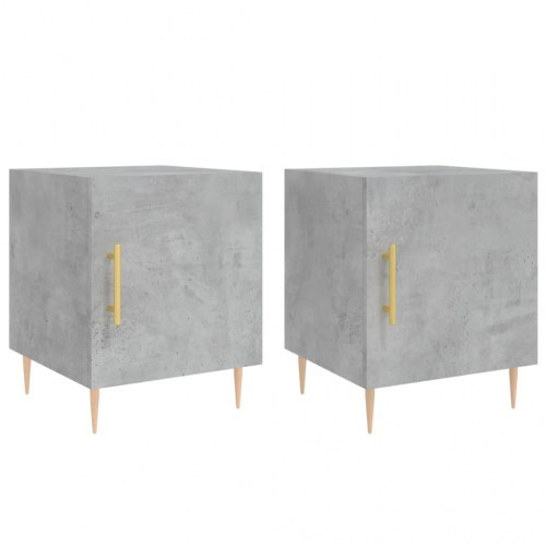 Sengeborde 2 stk. - 40 × 40 × 50 cm i konstrueret træ, betongrå