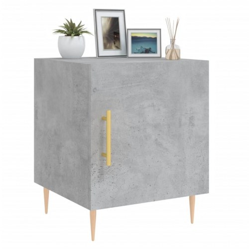 Sengeborde 2 stk. - 40 × 40 × 50 cm i konstrueret træ, betongrå