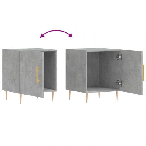 Sengeborde 2 stk. - 40 × 40 × 50 cm i konstrueret træ, betongrå