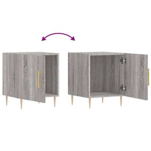 Sengeborde 2 stk. - 40×40×50 cm i grå sonoma-eg, konstrueret træ