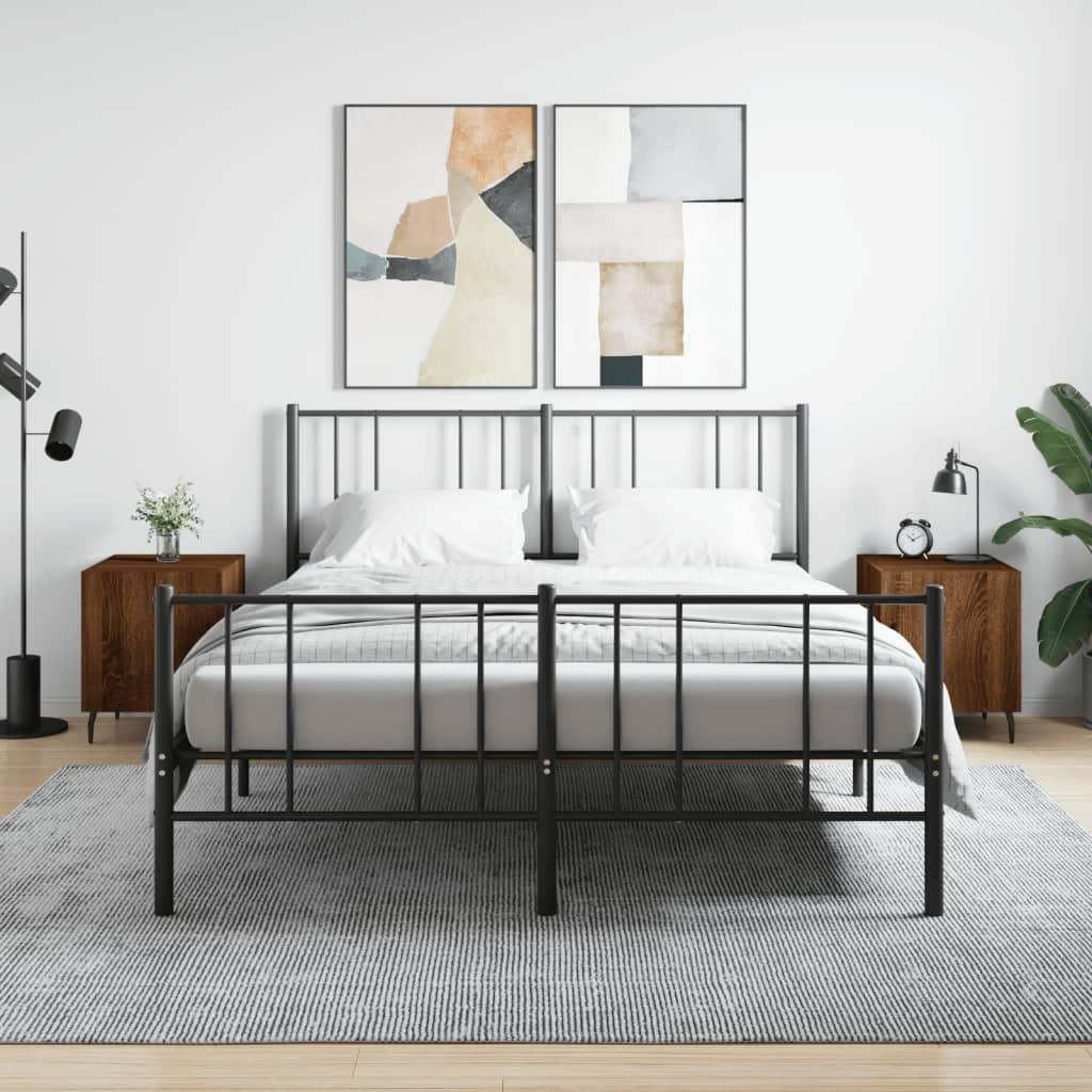 Sengeborde 2 stk. 40x40x50 cm konstrueret træ brunt egetræ