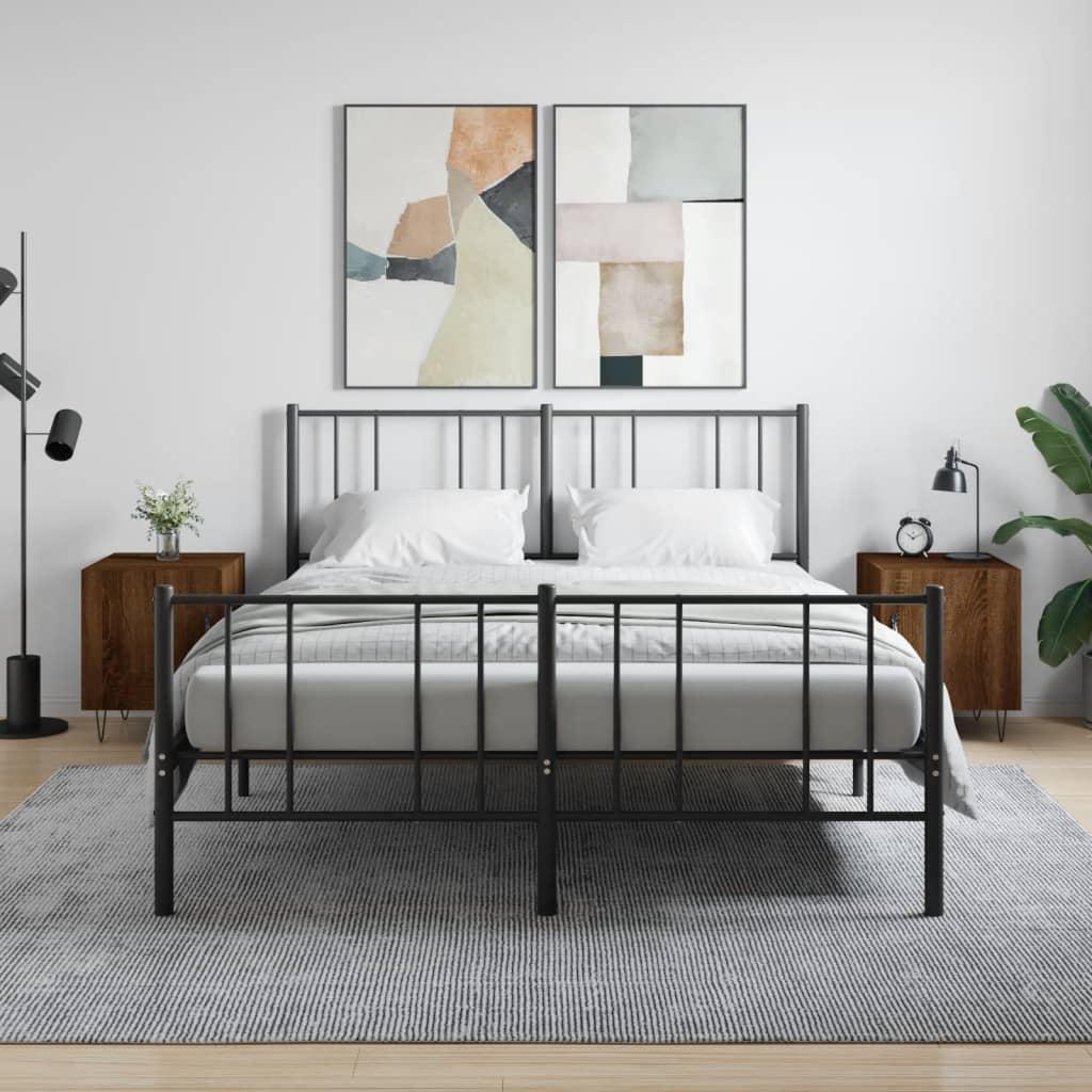 Sengeborde 2 stk. 40x40x50 cm konstrueret træ brunt egetræ billede