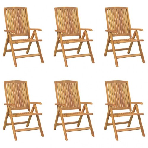 Positionsstole med hynder 6 stk. massivt teaktræ