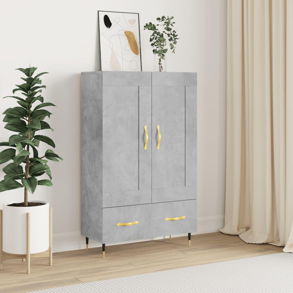 Højskab/skænk 69,5×31×115 cm i konstrueret træ - betongrå