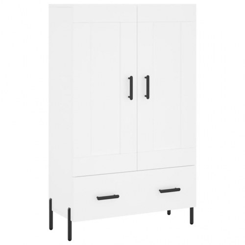 Skab med låger og skuffe - 69,5 × 31 × 115 cm, hvid konstrueret træ