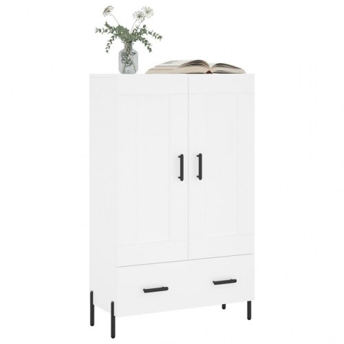 Skab med låger og skuffe - 69,5 × 31 × 115 cm, hvid konstrueret træ