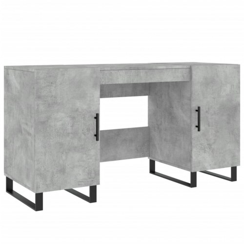 Skrivebord 140×50×75 cm i konstrueret træ - betongrå med opbevaring
